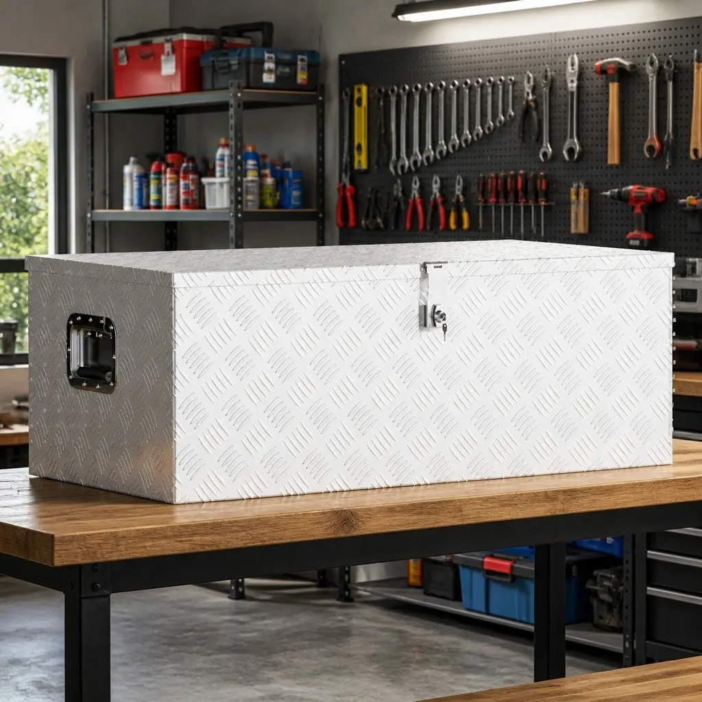 Aluminium Storage Box 100x55x37cm Silver Tool Case