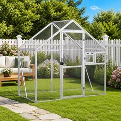 Durable Silver Aluminium Bird Aviary 179x100x185 cm
