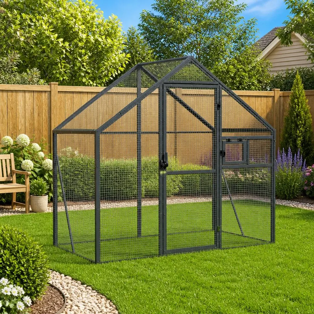 Large Outdoor Bird Aviary with Aluminium Frame and Wire Mesh
