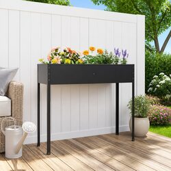 Garden Planter Raised Bed Anthracite High Feet Outdoor Pots Flowers Vegetables