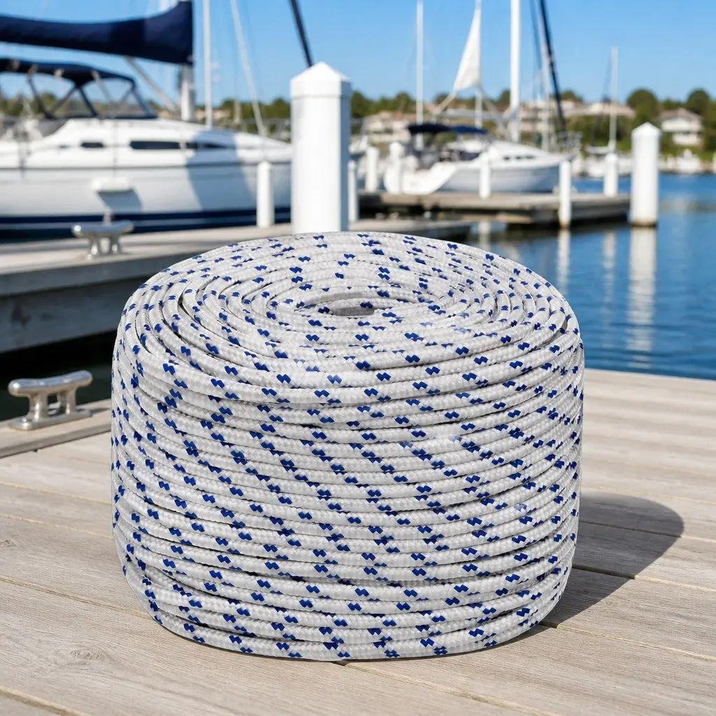 8mm 25m White Braided Polypropylene Boat Rope