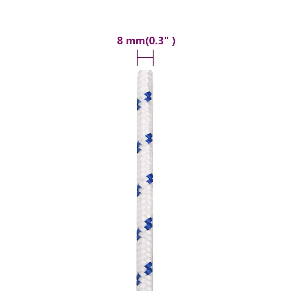 Boat Rope Polypropylene 8mm 25m White Braided