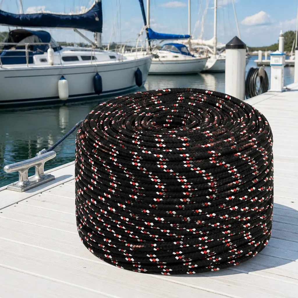 50m Black Polypropylene Boat Rope 6mm