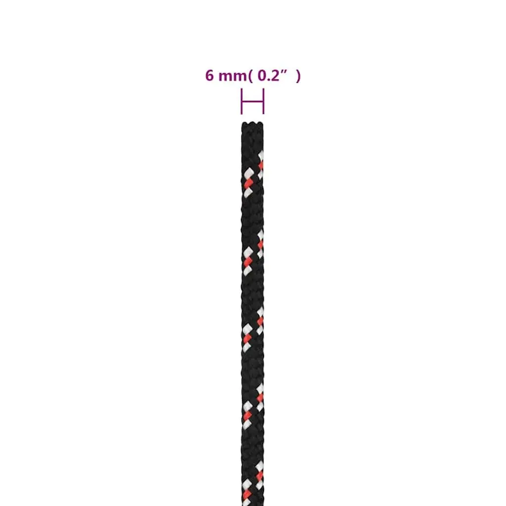 50m Black Polypropylene Boat Rope 6mm