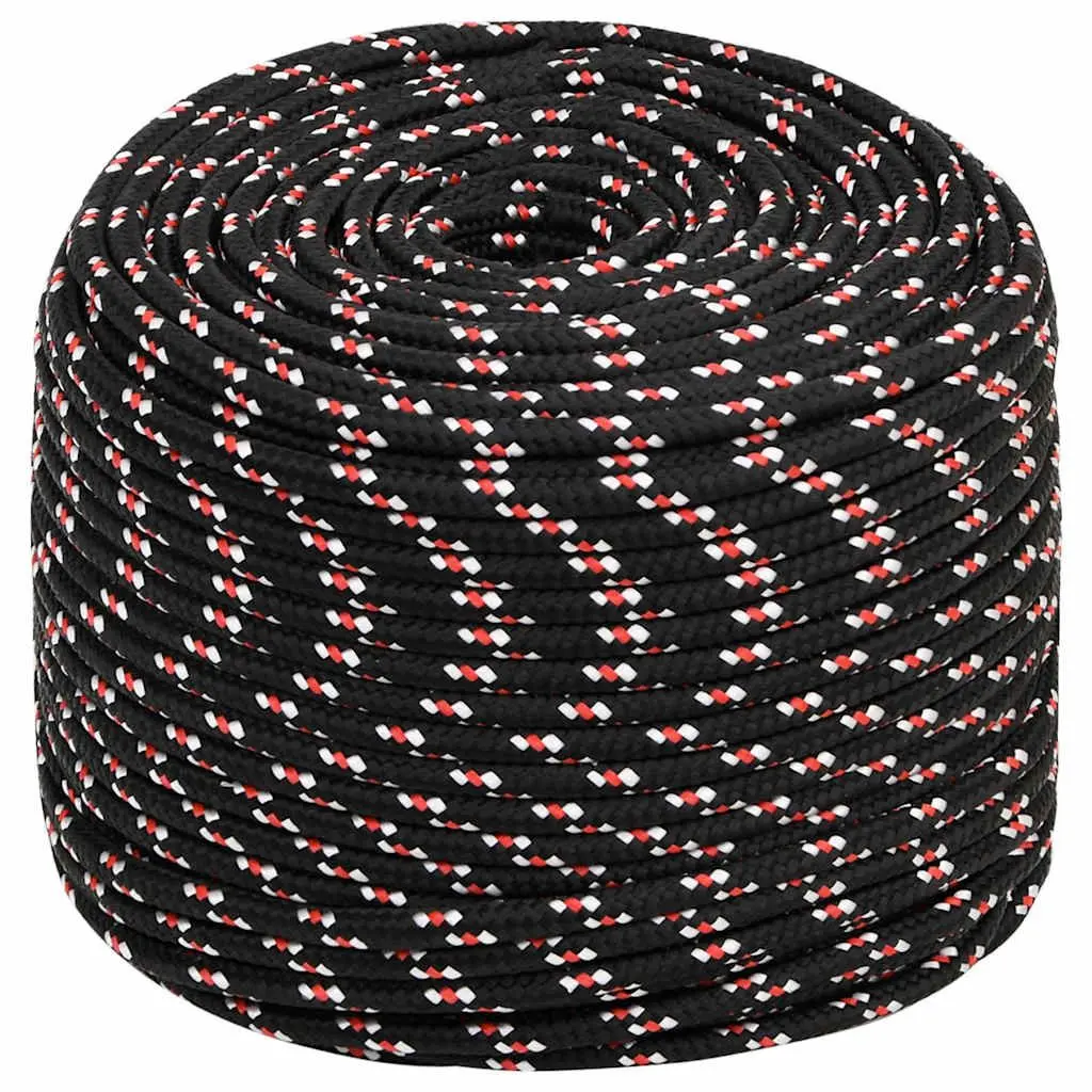 Black Polypropylene 8mm Boat Rope, 25m Coil