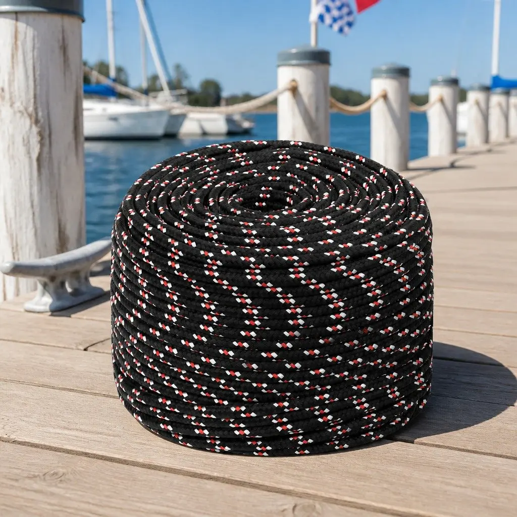 Black 8mm 50m Polypropylene Boat Rope