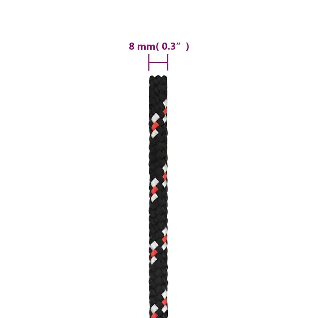 Black 8mm 50m Polypropylene Boat Rope