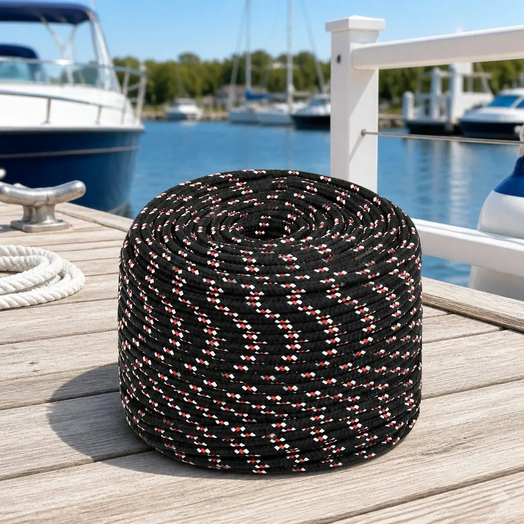 Black Polypropylene Braided Boat Rope 10mm 100m