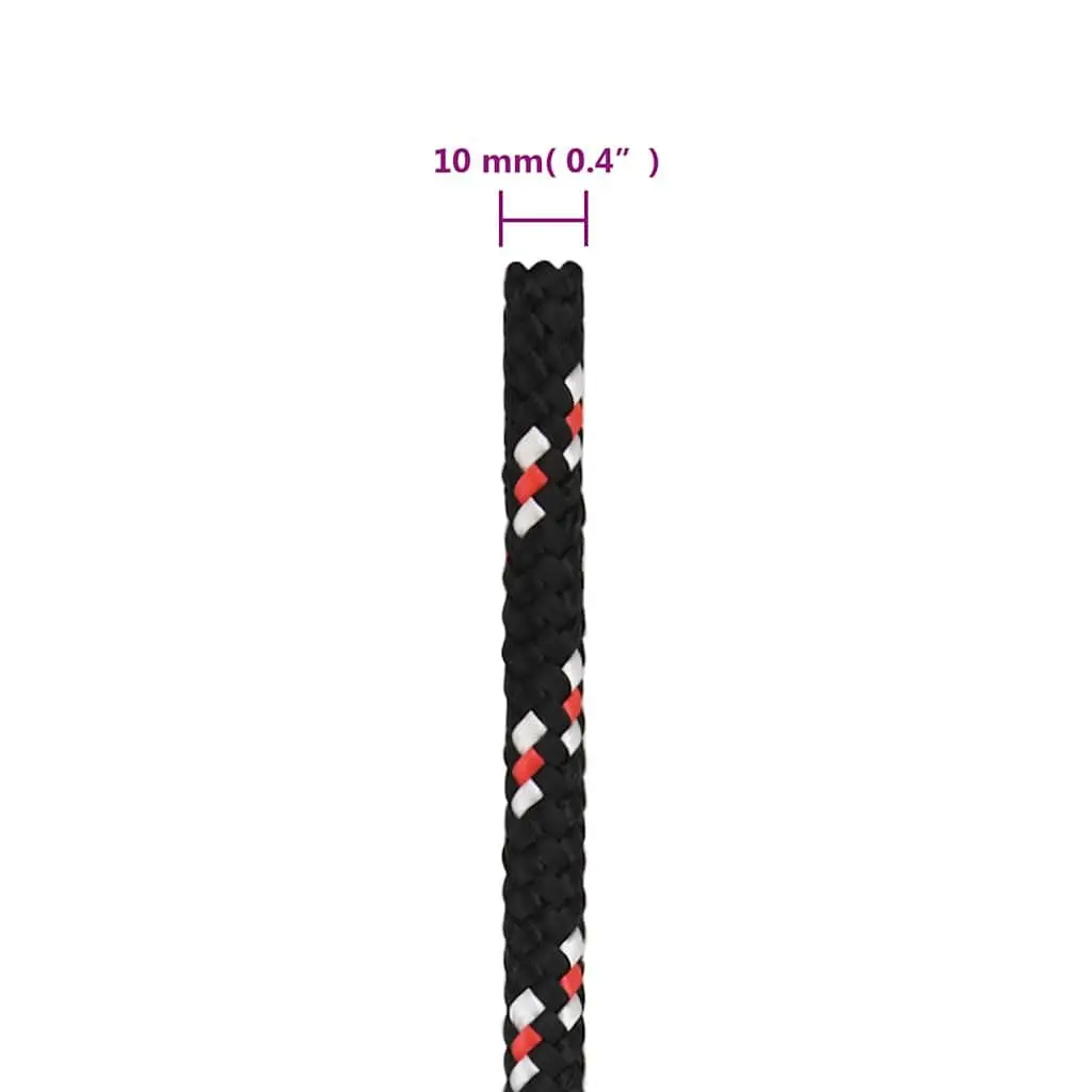 Black Polypropylene Braided Boat Rope 10mm 100m