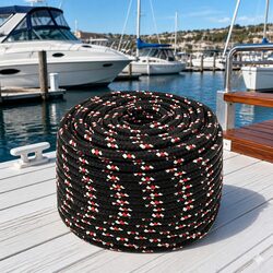 Durable Black 12mm Polypropylene Boat Rope, 25m