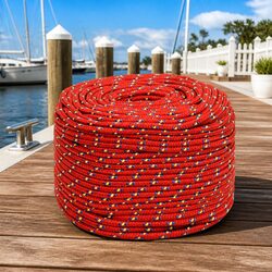 Durable Red 8mm 50m Polypropylene Boat Rope for Marine Use