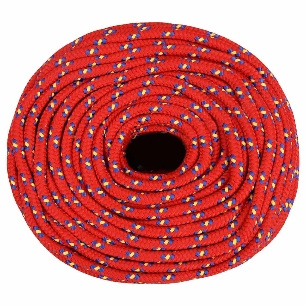 10mm Red Braided Polypropylene Boat Rope 100m