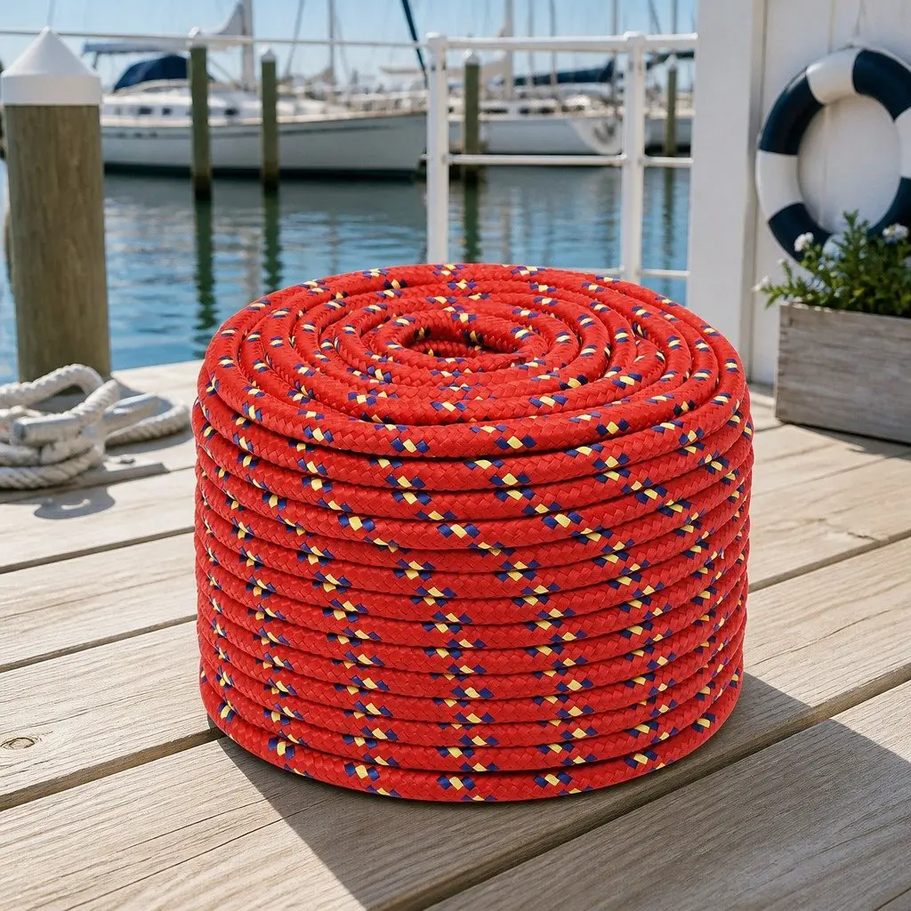 Red 12mm 100m Marine Braided Rope