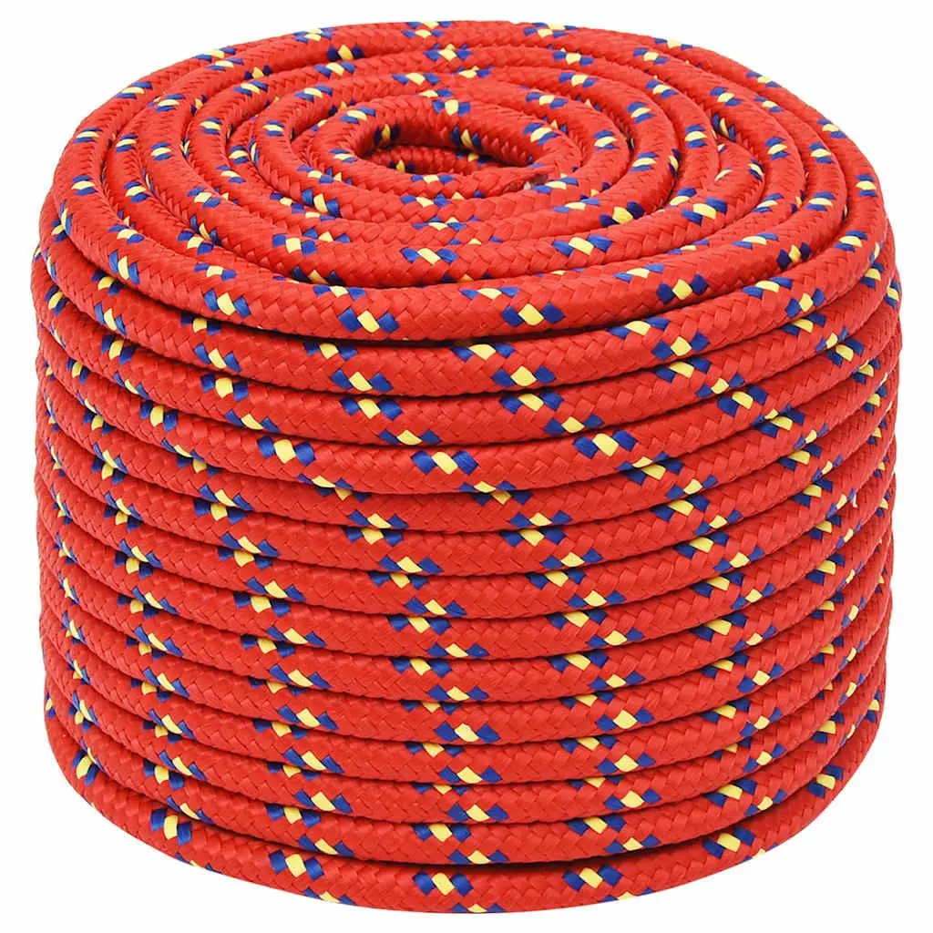 Marine Rope Polypropylene 12mm 100m Red Braided Dock Line
