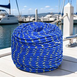 Boat Rope 10mm 100m Blue Polypropylene Marine Braided Dock Line Sailing Yachting