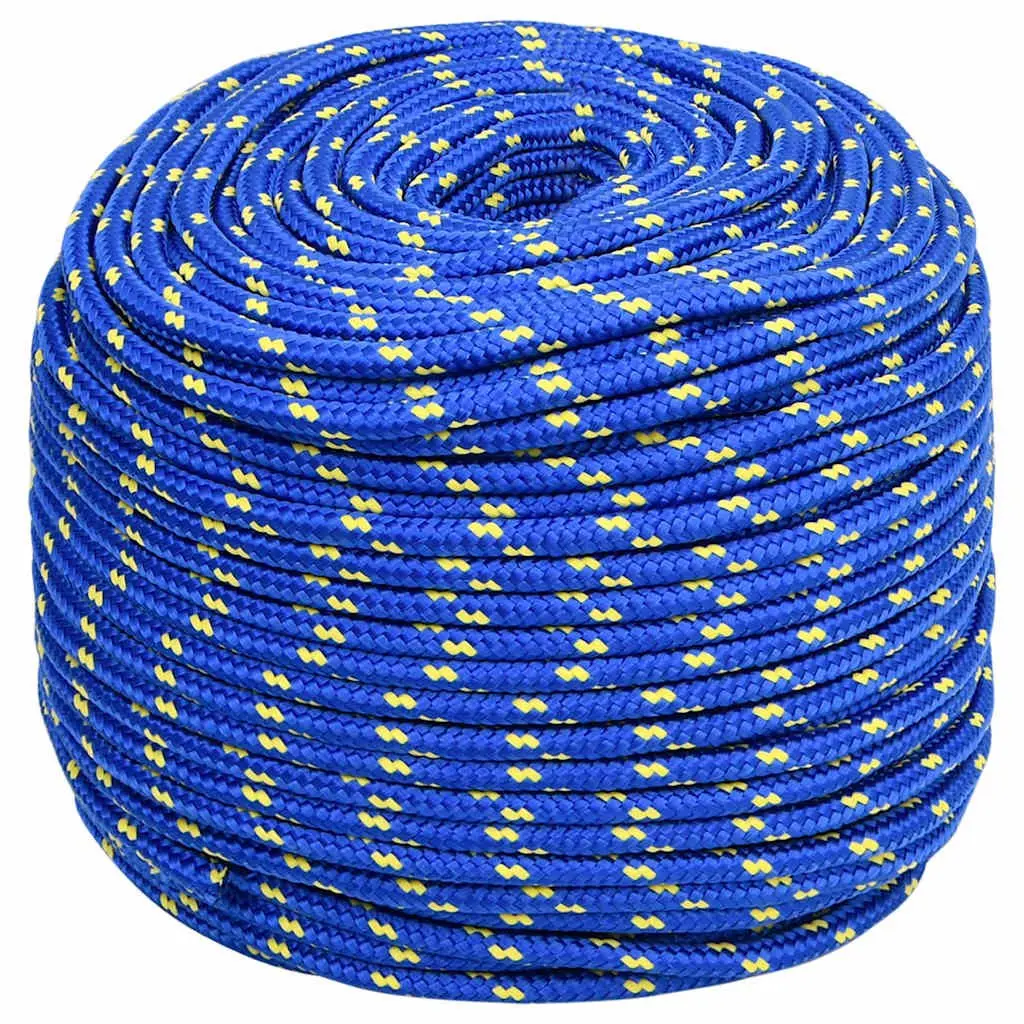 Boat Rope Polypropylene 10mm 100m Blue Braided Marine Dock Line