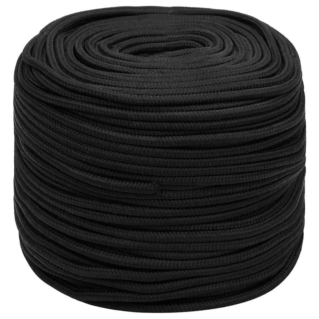 50m 6mm Black Polypropylene Boat Rope Coil
