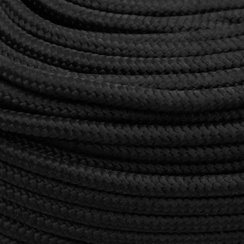 50m 6mm Black Polypropylene Boat Rope Coil