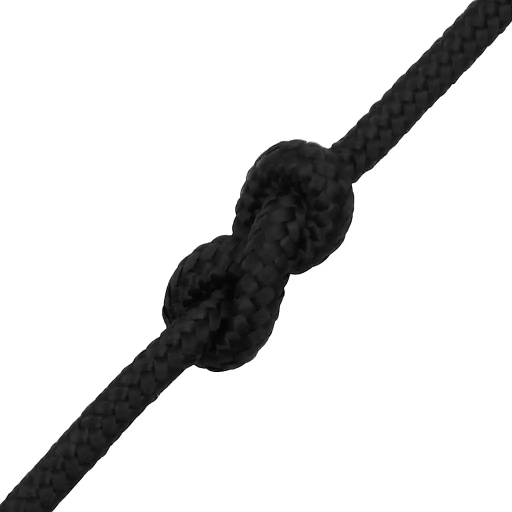 50m 6mm Black Polypropylene Boat Rope Coil
