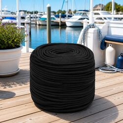 Boat Rope 8mm 25m Black Polypropylene Braided Marine Dock Line Sailing Rigging