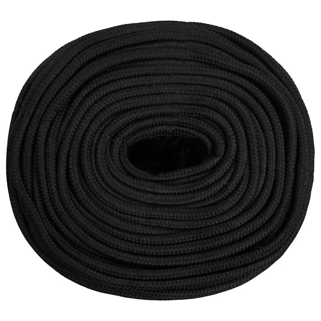 Boat Rope Polypropylene 10mm 25m Black Braided Marine Dock Line