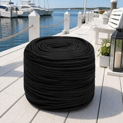 10 mm Black Braided Polypropylene Boat Rope 100 m