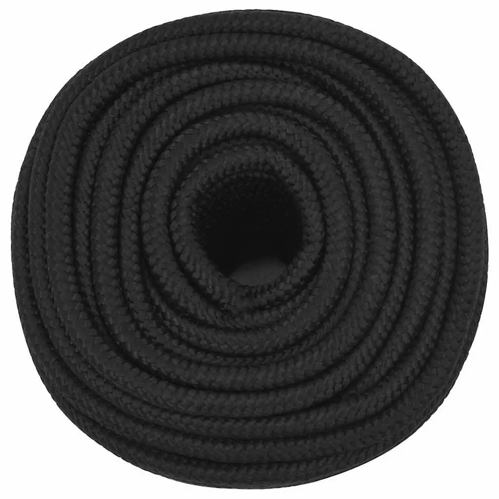Boat Rope Polypropylene 12mm 25m Black Braided Line