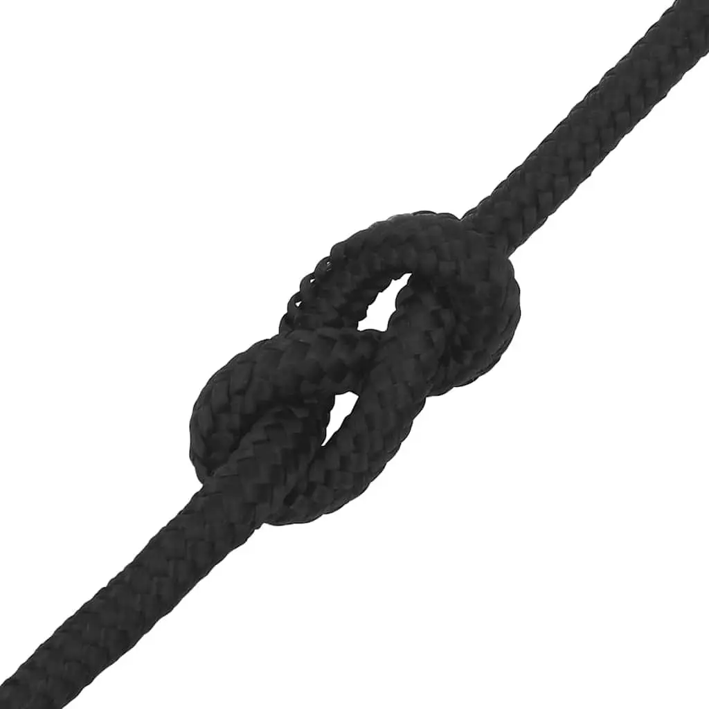 Boat Rope Polypropylene 12mm 25m Black Braided Line