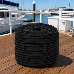 Premium 12mm 50m Black Polypropylene Marine Dock Line