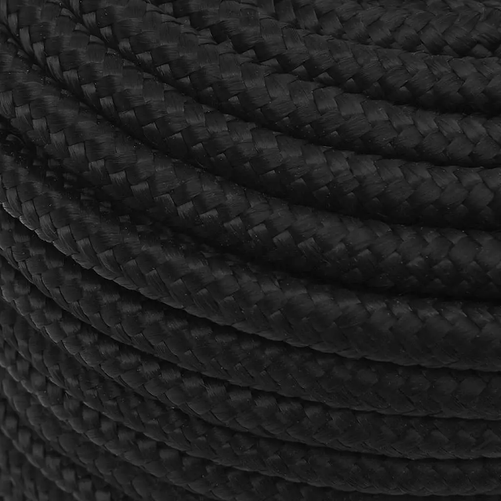 Boat Rope Polypropylene 12mm 100m Black Braided Marine Dock Line Sailing Rigging