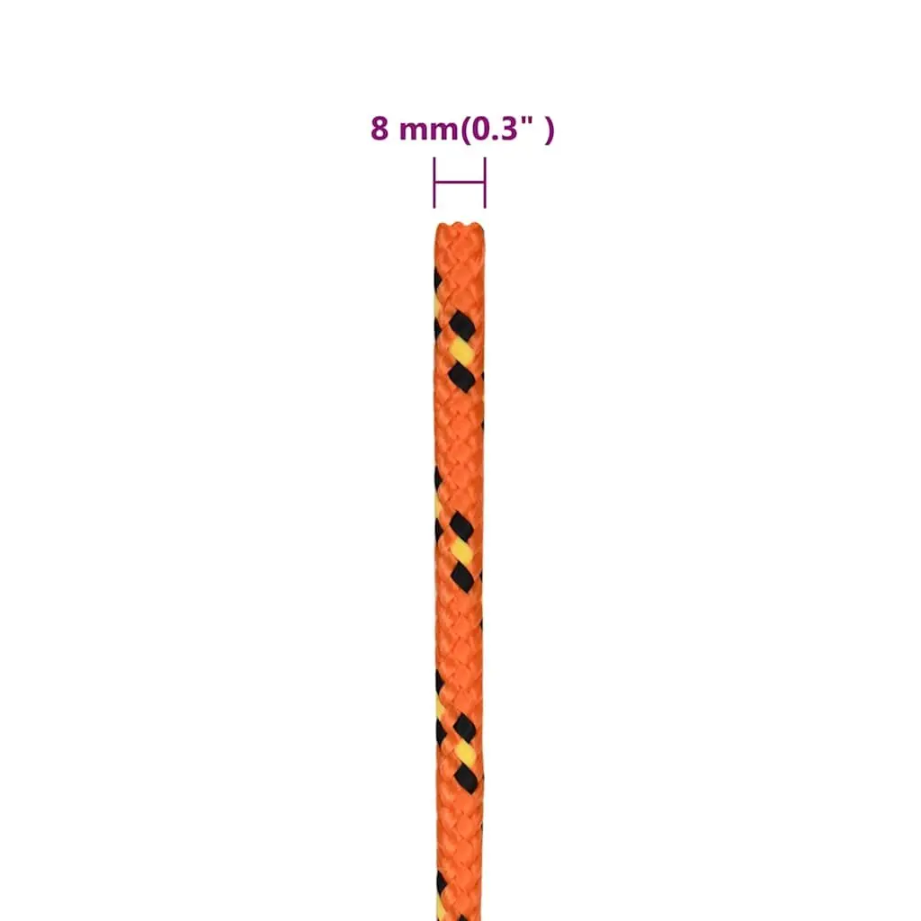 8mm 50m Orange Polypropylene Boat Rope