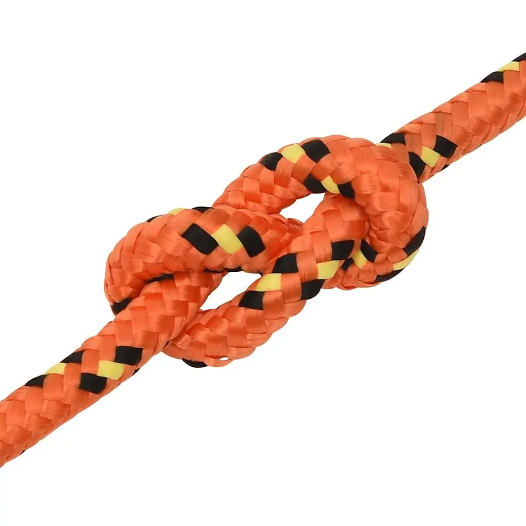 Boat Rope Polypropylene 12mm 50m Orange Braided Marine Sailing Dock Line