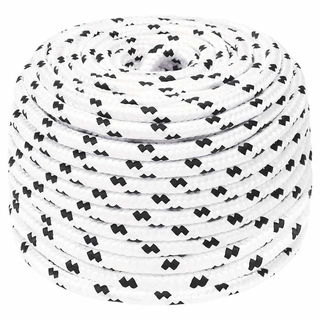 White Braided Work Rope 10mm 100m Polyester Cord for Garden Workshop Outdoor
