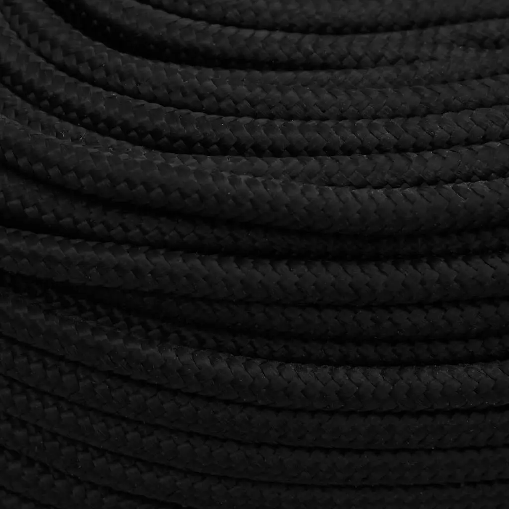 Black Braided Polyester Work Rope 6mm x 50m