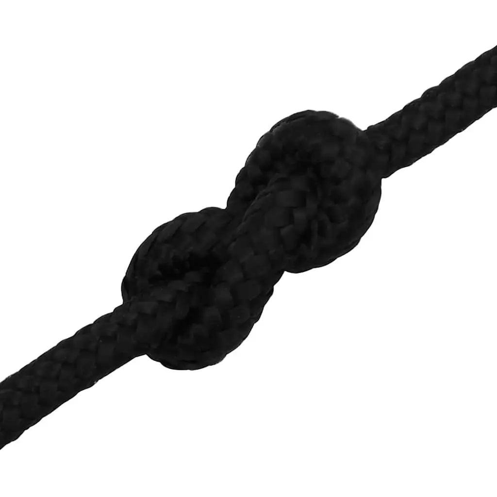 Black Braided Polyester Work Rope 6mm x 50m