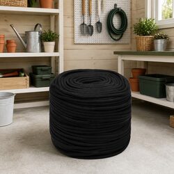 Braided Work Rope 8mm 50m Black Polyester Cord General Purpose Garden Workshop