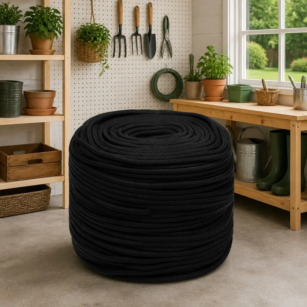 Black Braided Polyester Work Rope 8mm x 100m