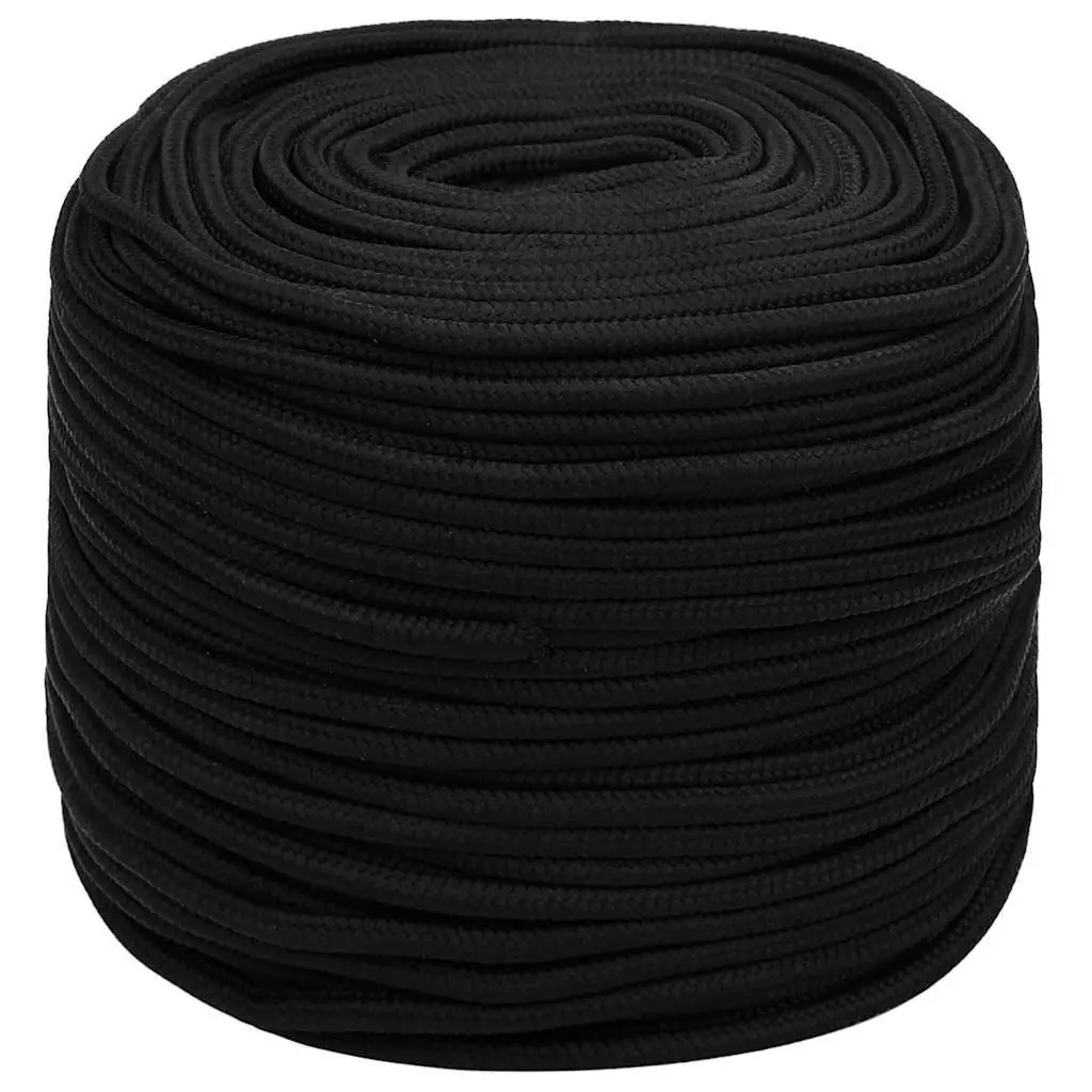 10mm Black Braided Polyester Work Rope 50m