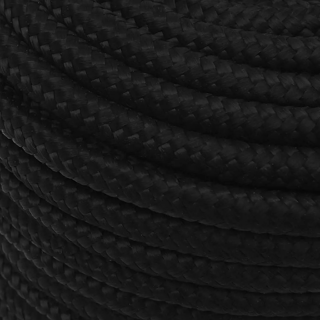 Work Rope Black 12mm 50m Braided Polyester Cord General Purpose Utility