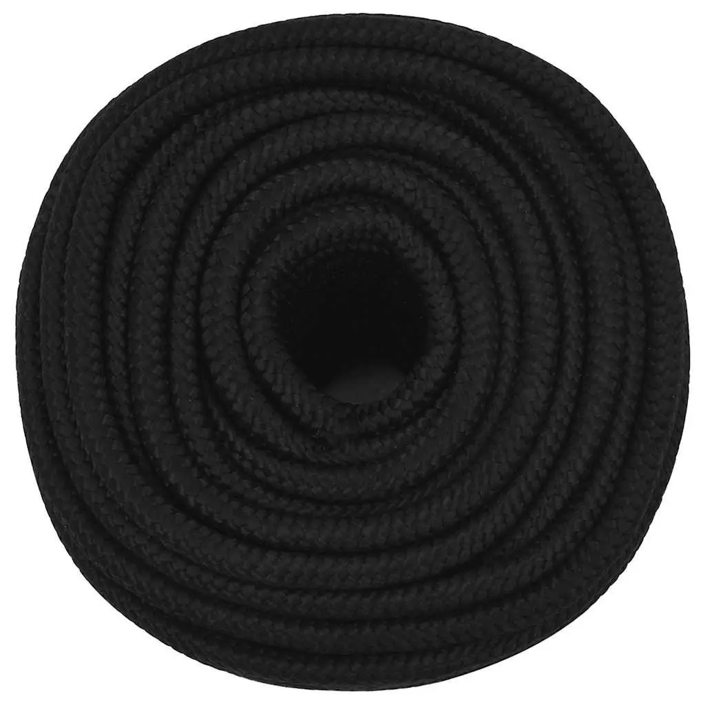 Work Rope Braided Black 12mm 100m Polyester Cord General Purpose Outdoor Garden