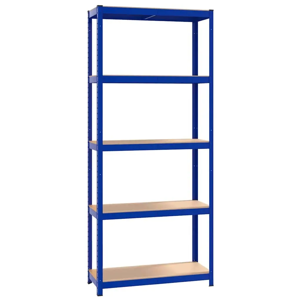 5-Layer Storage Shelves, 3 pcs Blue Steel Engineered Wood