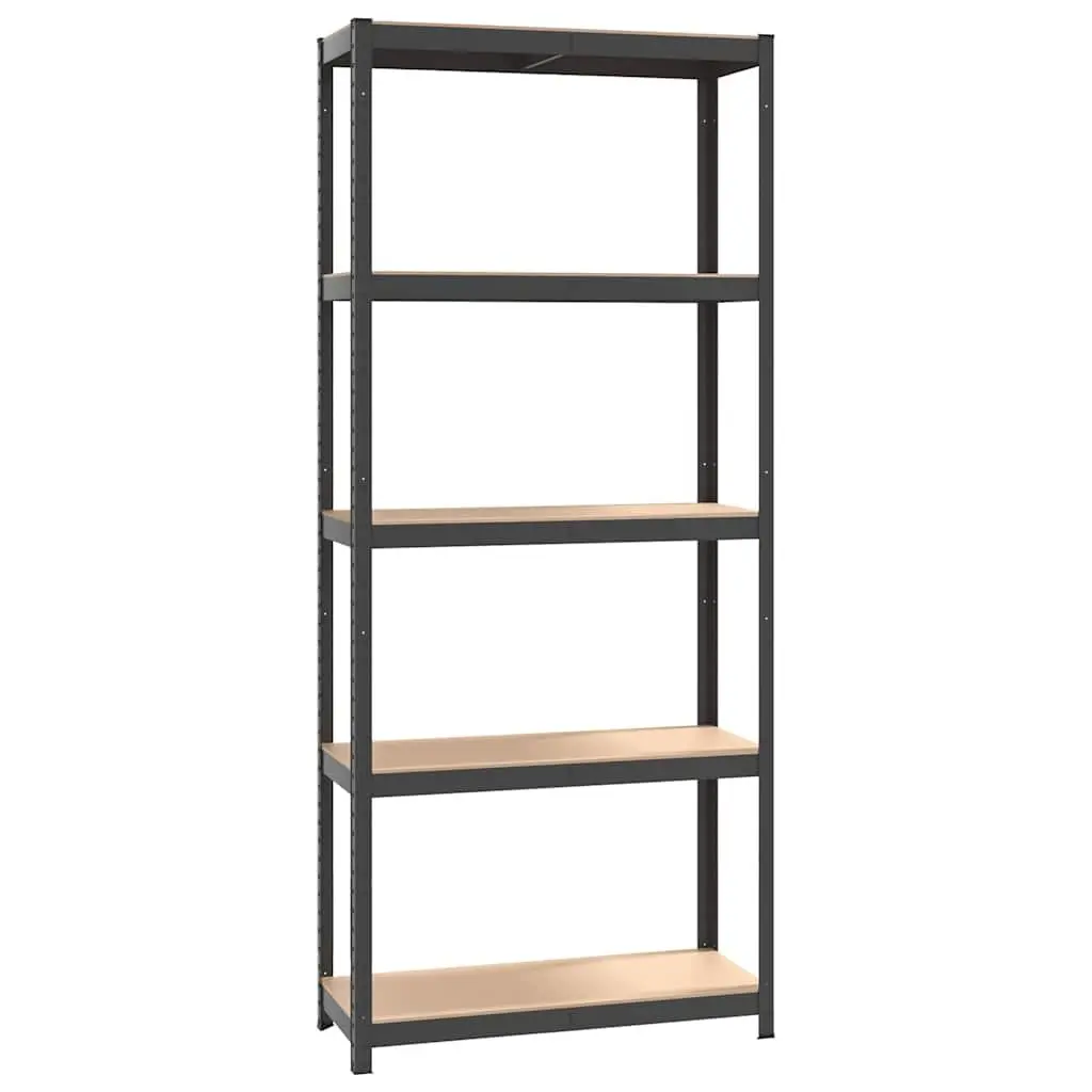 Industrial Storage Shelves Steel Engineered Wood 5 Layer Anthracite