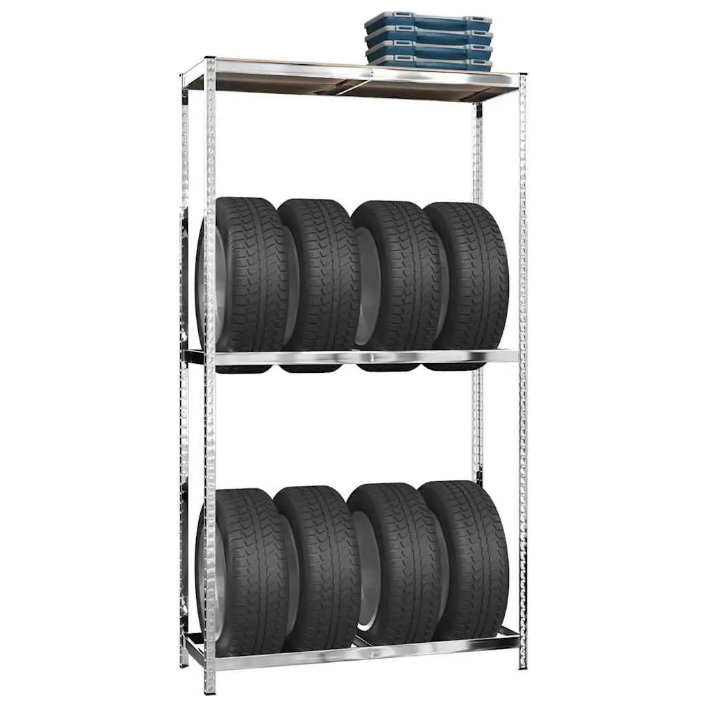 2-Layer Tire Storage Racks 2 pcs Industrial Shelving Garage Organization