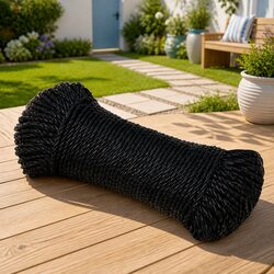Work Rope Black 6mm 100m Twisted Cord Garden Workshop Outdoor General Purpose