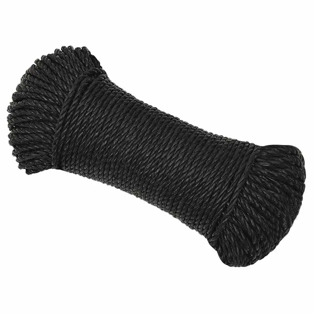 Work Rope Black 8mm 25m Twisted Polypropylene General Purpose Cord Garden