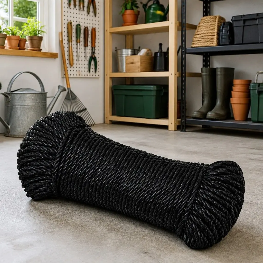 Black Twisted Polypropylene Work Rope 8mm 50m