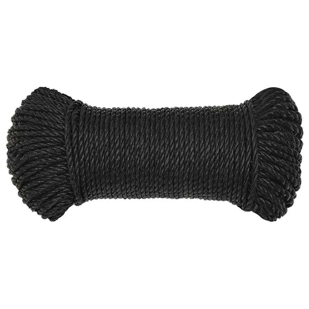 Black Twisted Polypropylene Work Rope 8mm 50m