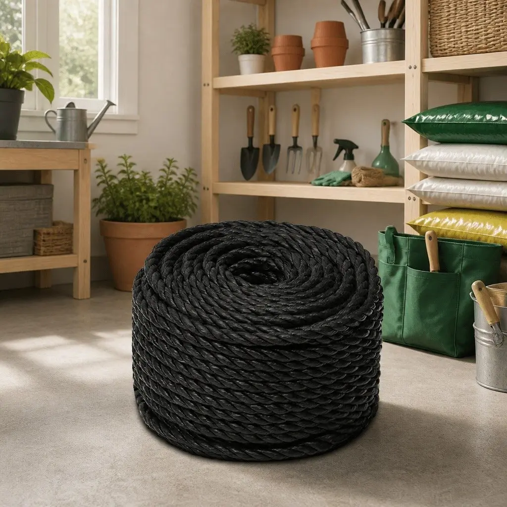 Black Twisted Polypropylene Work Rope 10mm 100m