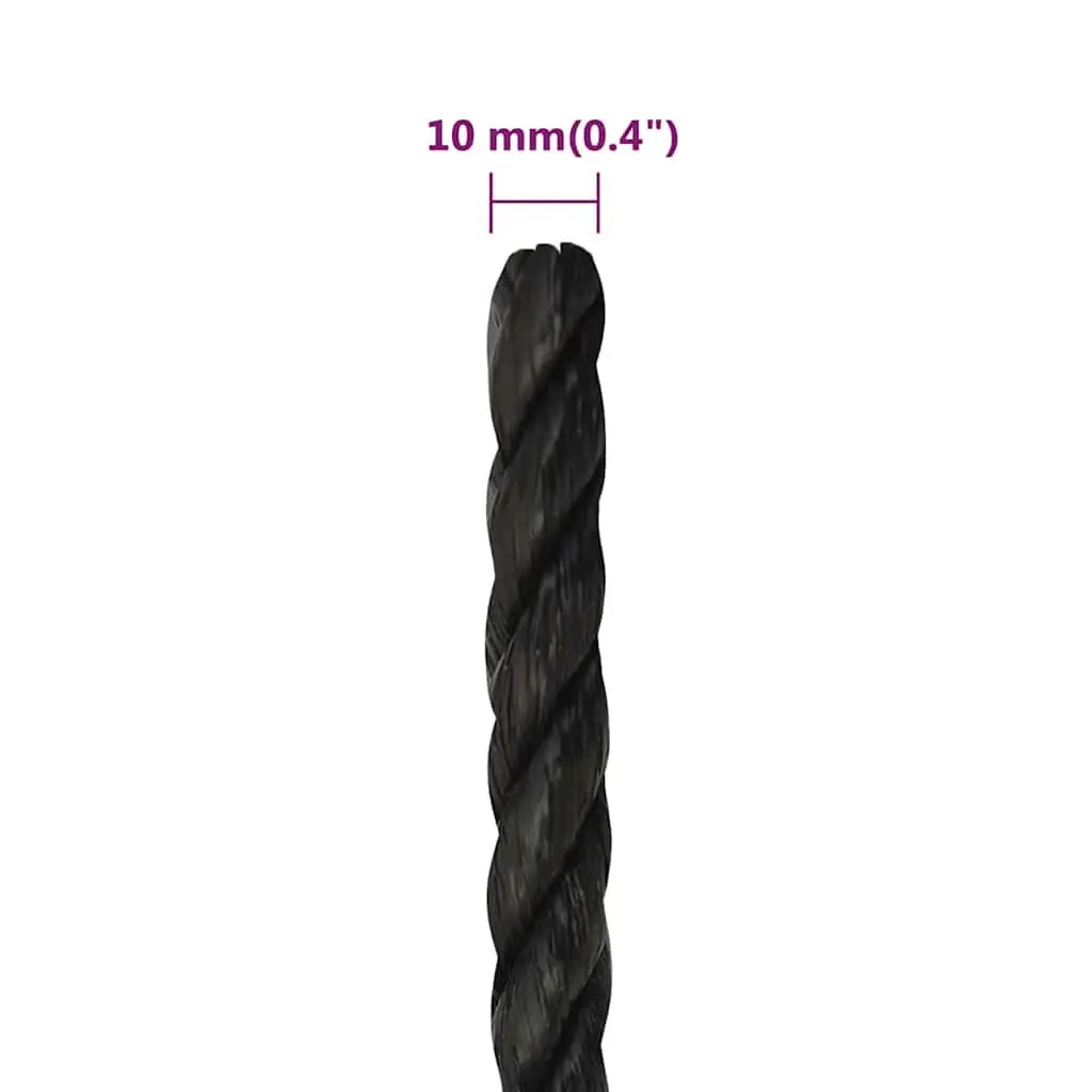 Black Twisted Polypropylene Work Rope 10mm 100m