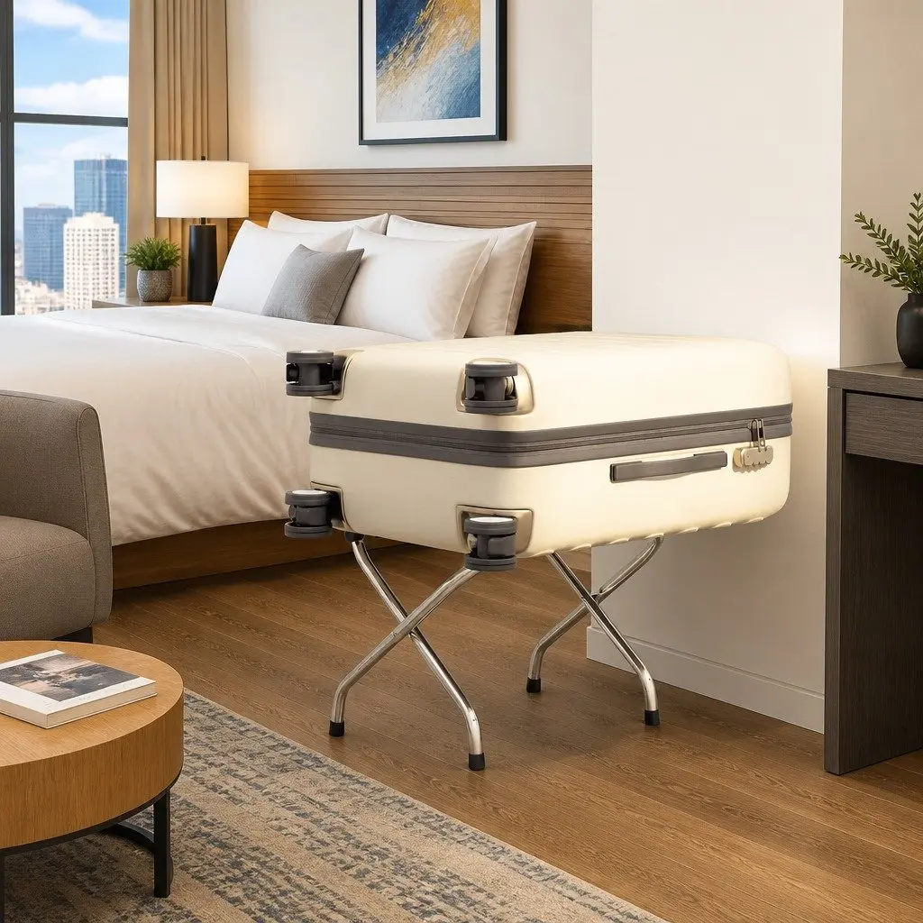 Silver Luggage Rack with Backrest and Steel Frame